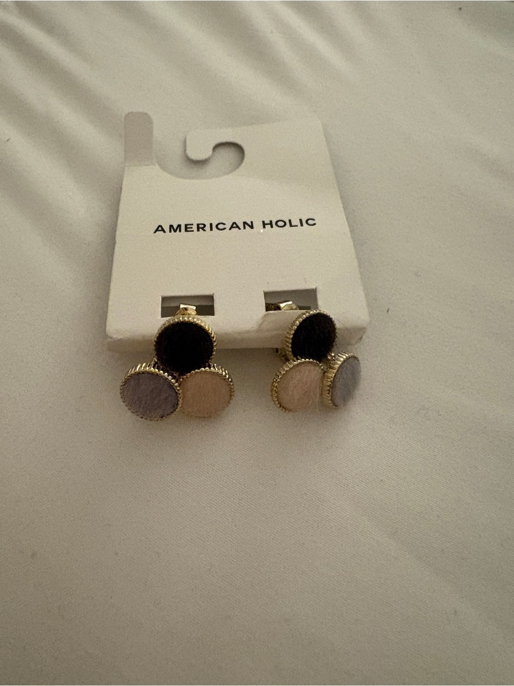 Gold-Trim Multi-Color Circle Clip On Earrings